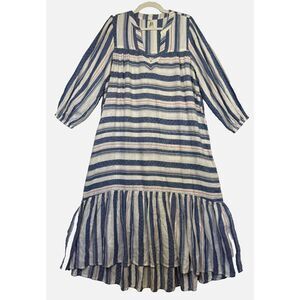 dRA Los Angeles Maxi Dress Tiered Cotton Anthro Brand Striped Cottagecore Sz M‎